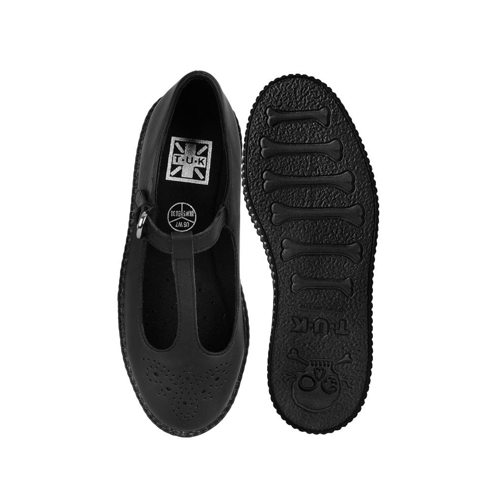 TUK Shoes Ballet Creeper Single Strap Black Vegan Leather