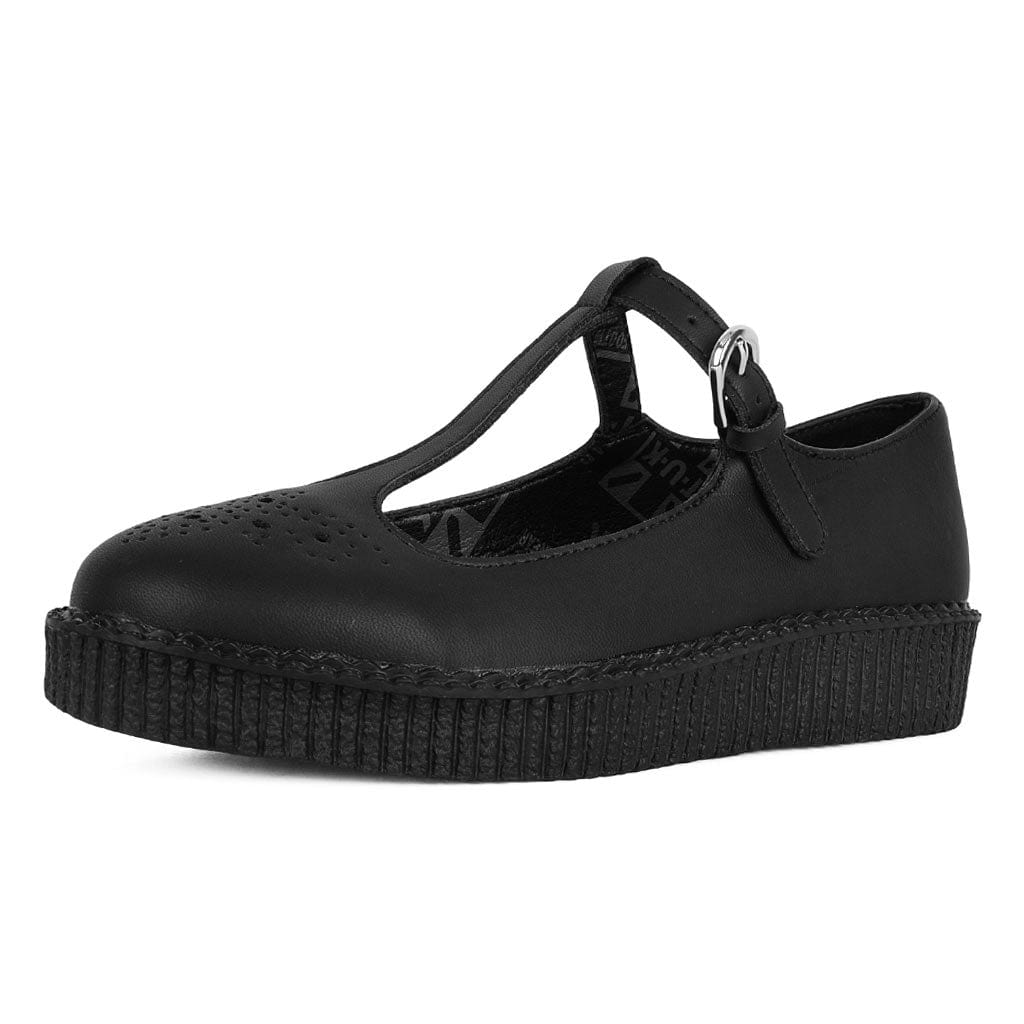 TUK Shoes Ballet Creeper Single Strap Black Vegan Leather