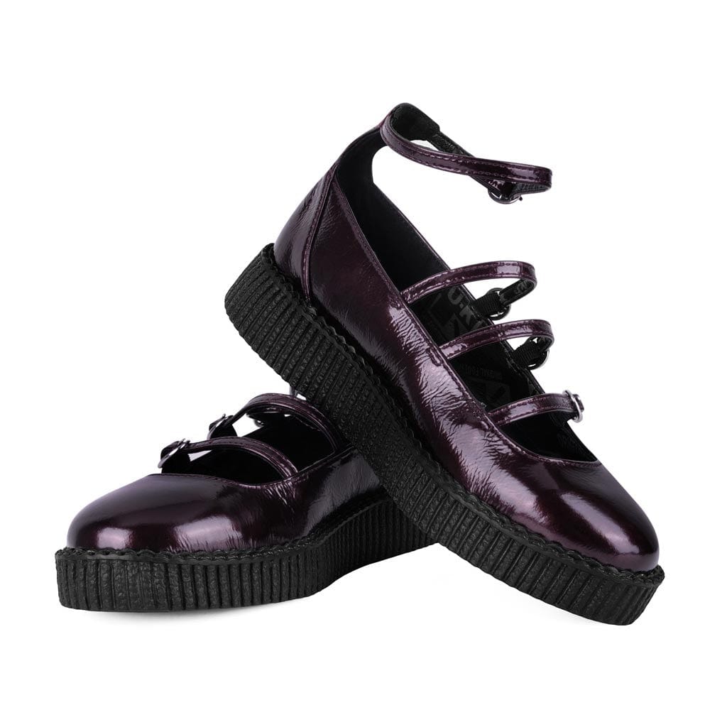 TUK Shoes Ballet Creeper 4-Strap Burgundy Vegan