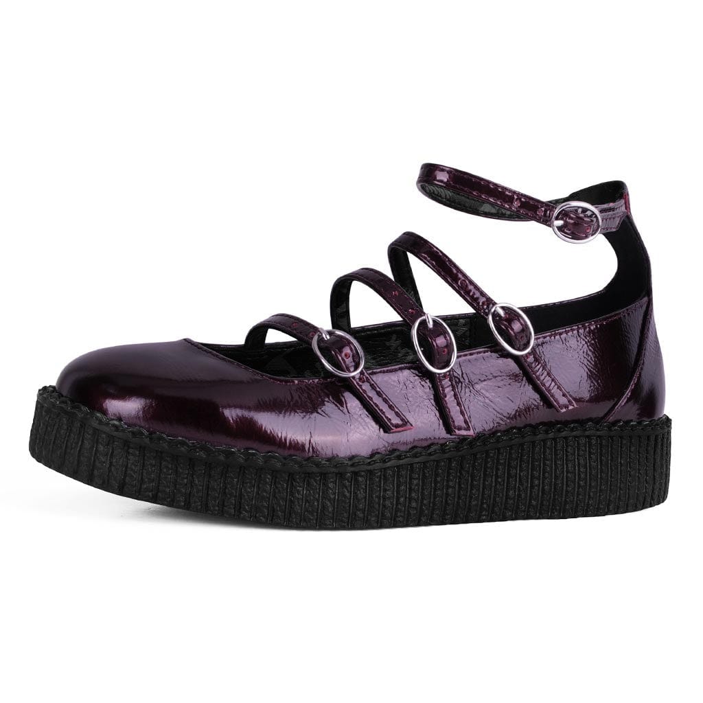 TUK Shoes Ballet Creeper 4-Strap Burgundy Vegan