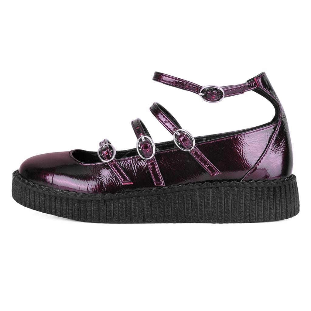 TUK Shoes Ballet Creeper 4-Strap Burgundy Vegan