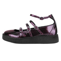 4-Strap Ballet Creeper Vegan Burgundy Crinkle Patent