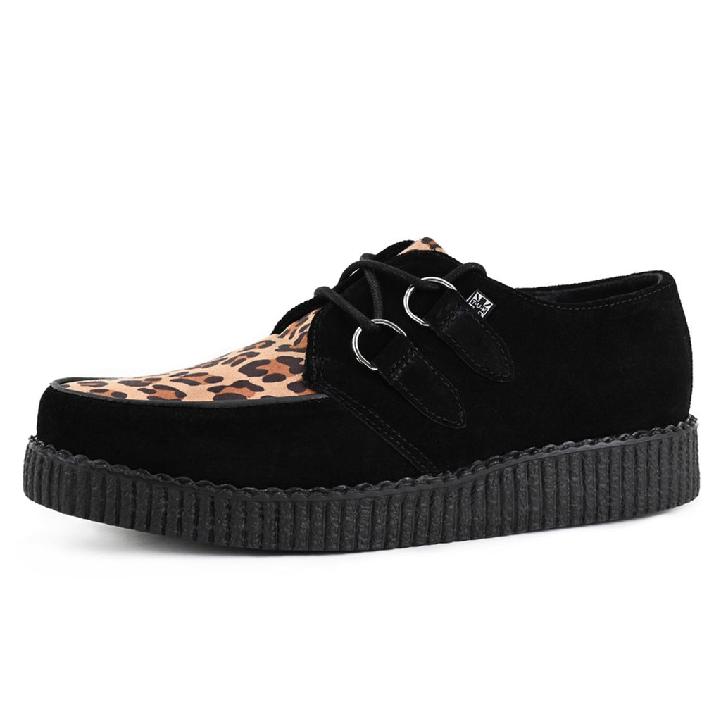 TUK Shoes Viva Low Creeper Black & Leopard Suede