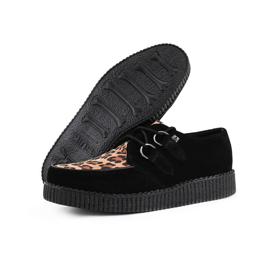 TUK Shoes Viva Low Creeper Black & Leopard Suede