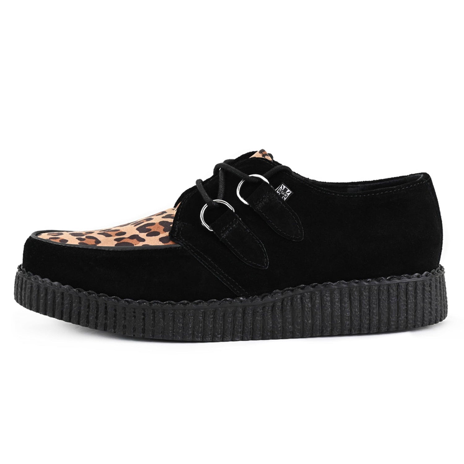 TUK Shoes Viva Low Creeper Black & Leopard Suede