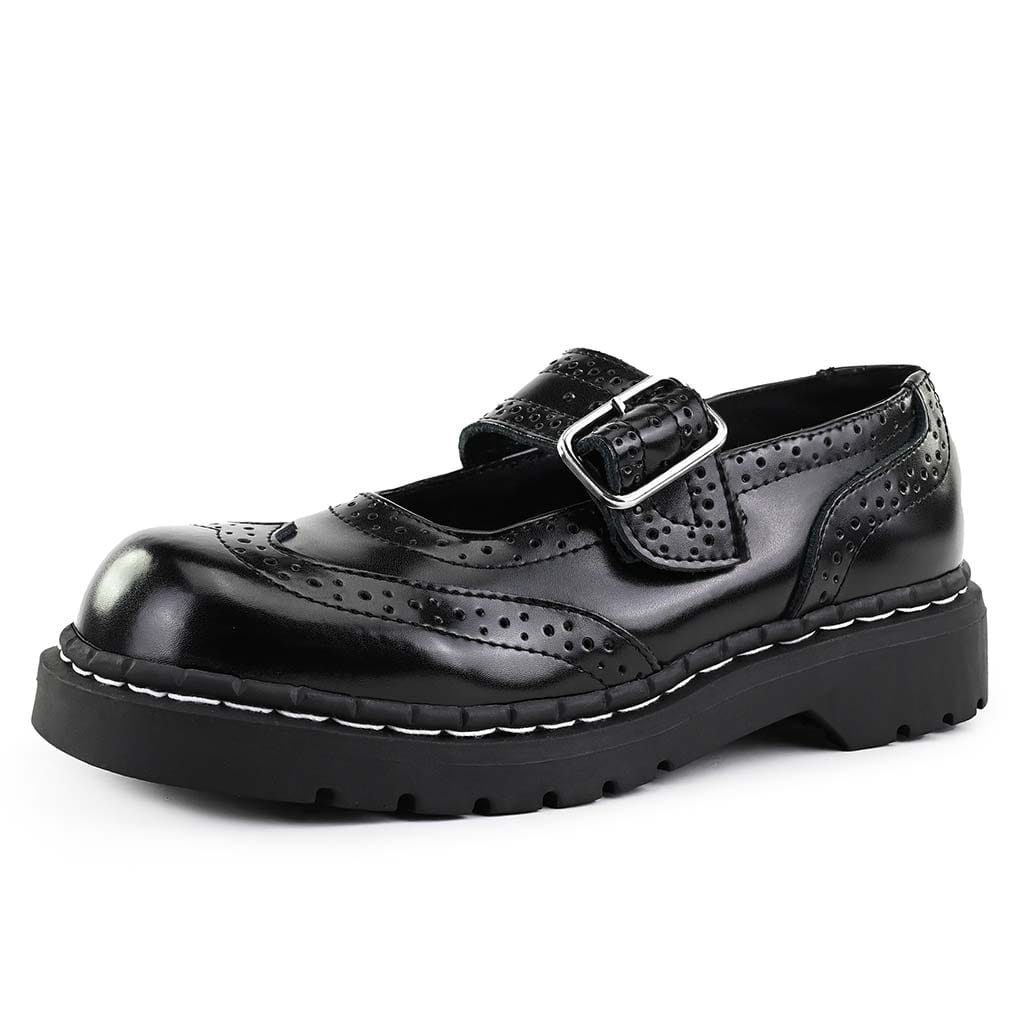 TUK Shoes Anarchic Mary Jane Brogue Black Leather