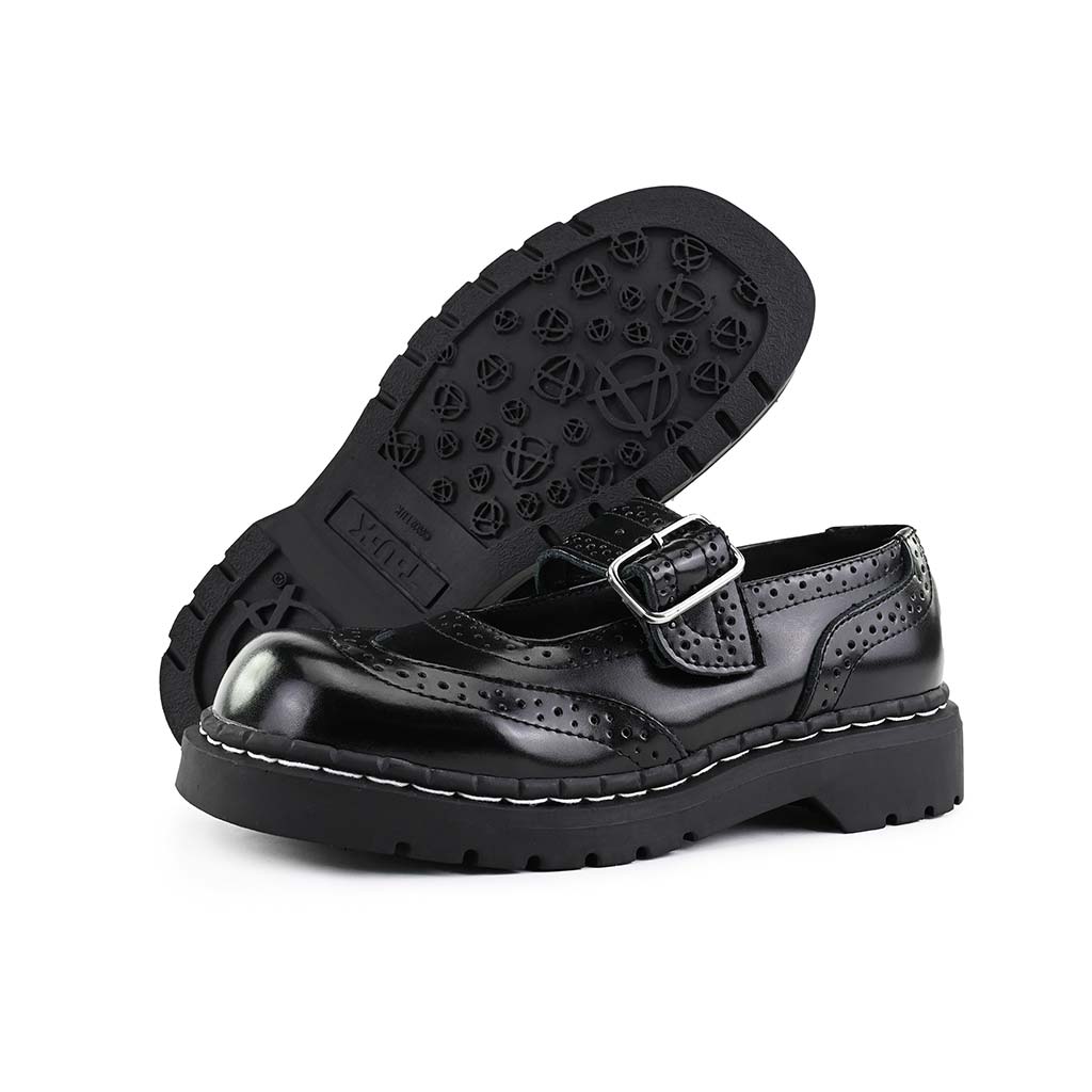 TUK Shoes Anarchic Mary Jane Brogue Black Leather