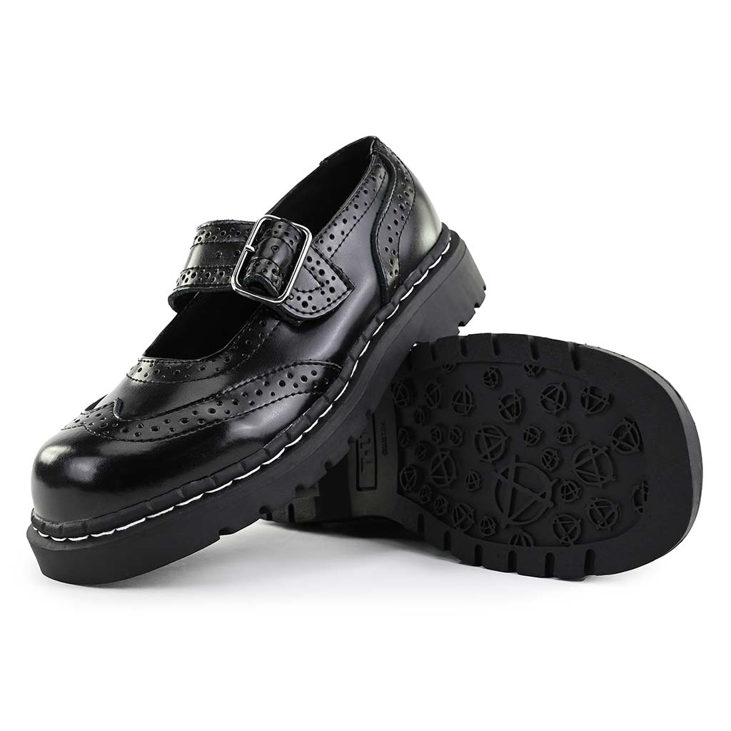 TUK Shoes Anarchic Mary Jane Brogue Black Leather