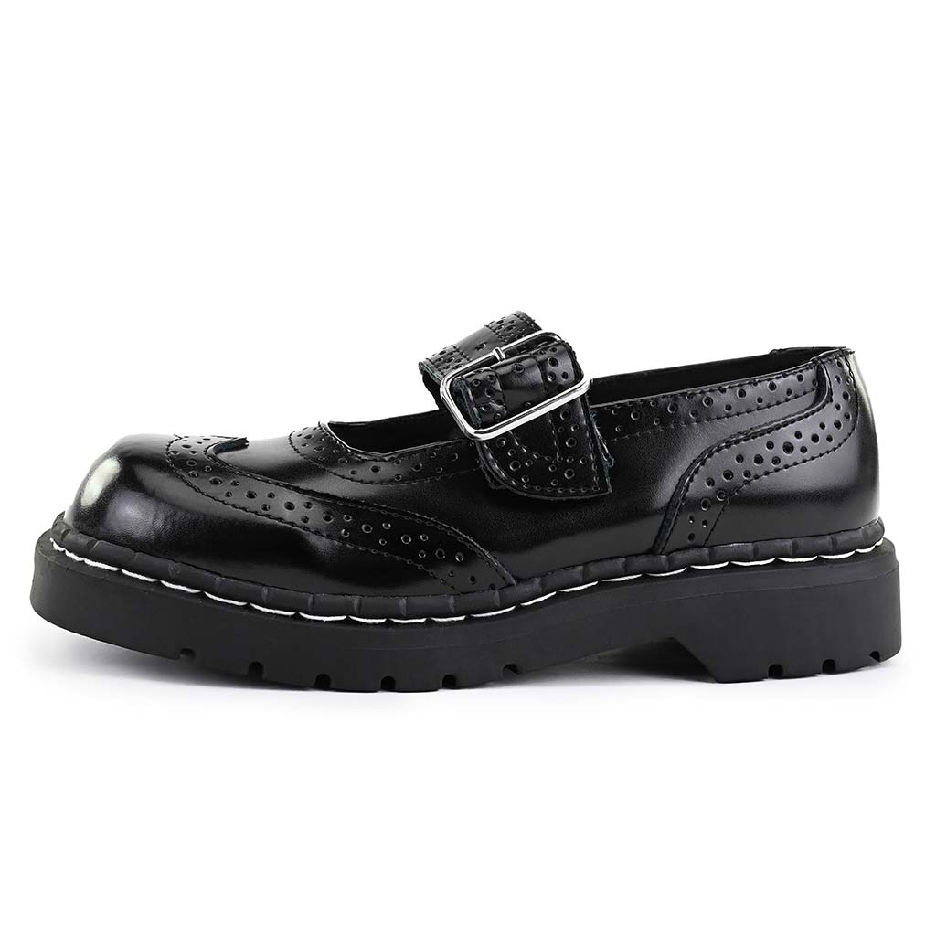 TUK Shoes Anarchic Mary Jane Brogue Black Leather