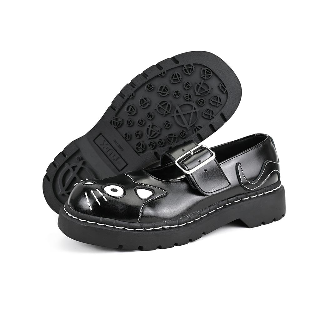 TUK Shoes Mary Jane Kitty Black Leather