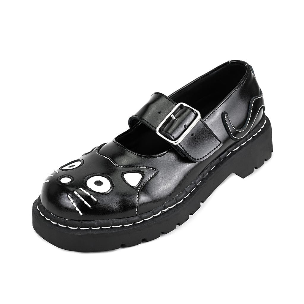 TUK Shoes Mary Jane Kitty Black Leather