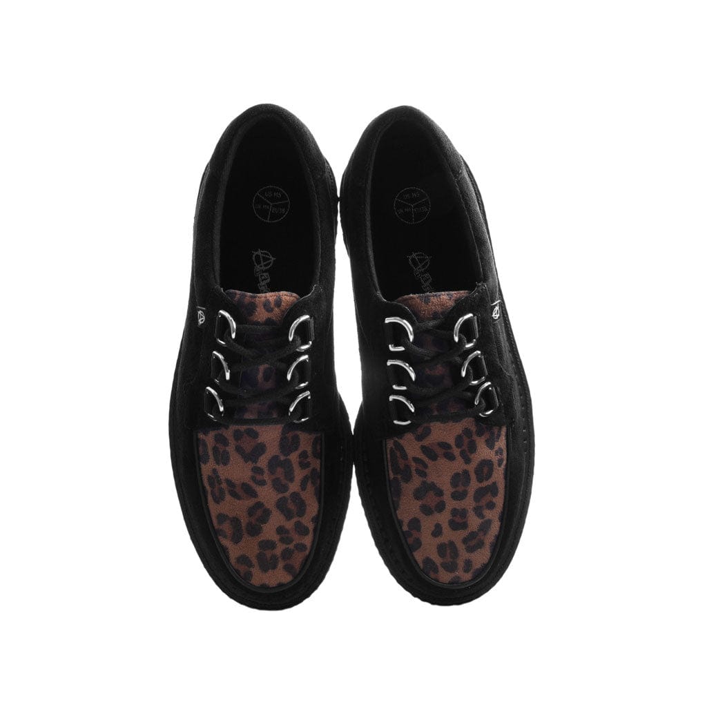 TUK Shoes ANARCHIC 3 RING CREEPER BLACK LEOPARD VEGAN SUEDE