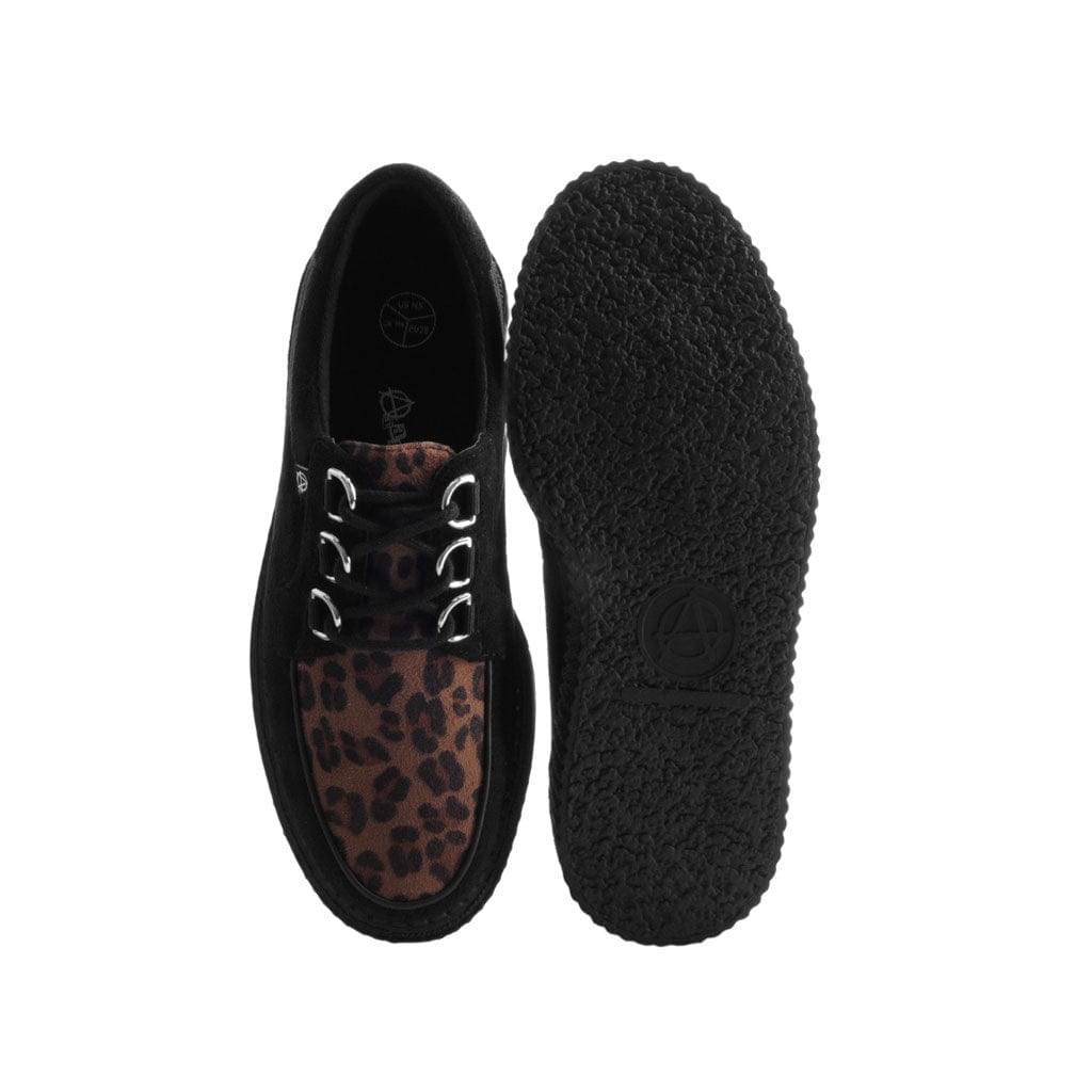 TUK Shoes ANARCHIC 3 RING CREEPER BLACK LEOPARD VEGAN SUEDE