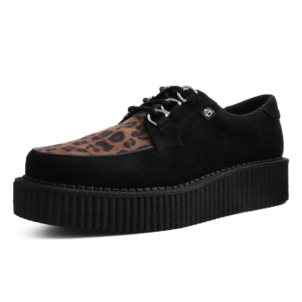 TUK Shoes ANARCHIC 3 RING CREEPER BLACK LEOPARD VEGAN SUEDE