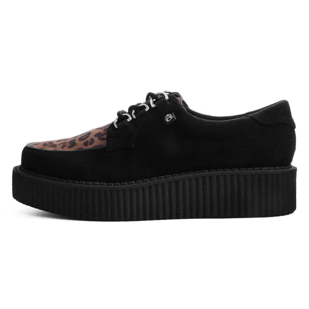 TUK Shoes ANARCHIC 3 RING CREEPER BLACK LEOPARD VEGAN SUEDE