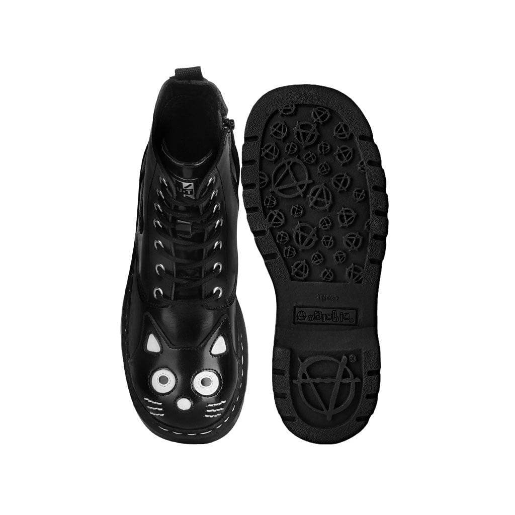 TUK Shoes Kitty Combat Boot Black Leather