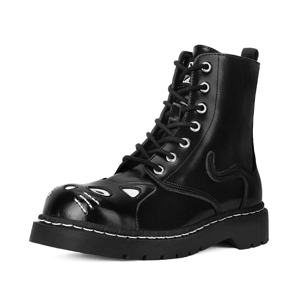 TUK Shoes Kitty Combat Boot Black Leather