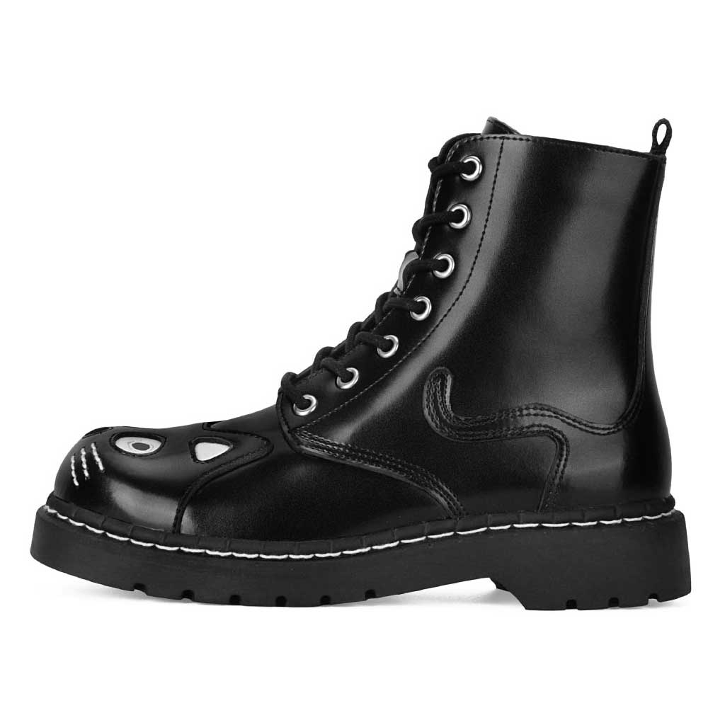 TUK Shoes Kitty Combat Boot Black Leather