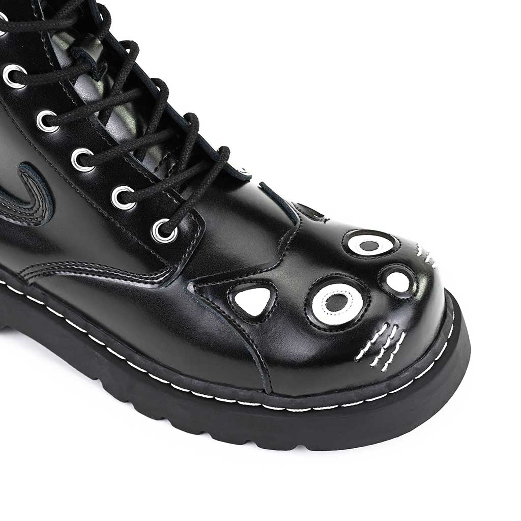 TUK Shoes Kitty Combat Boot Black Leather