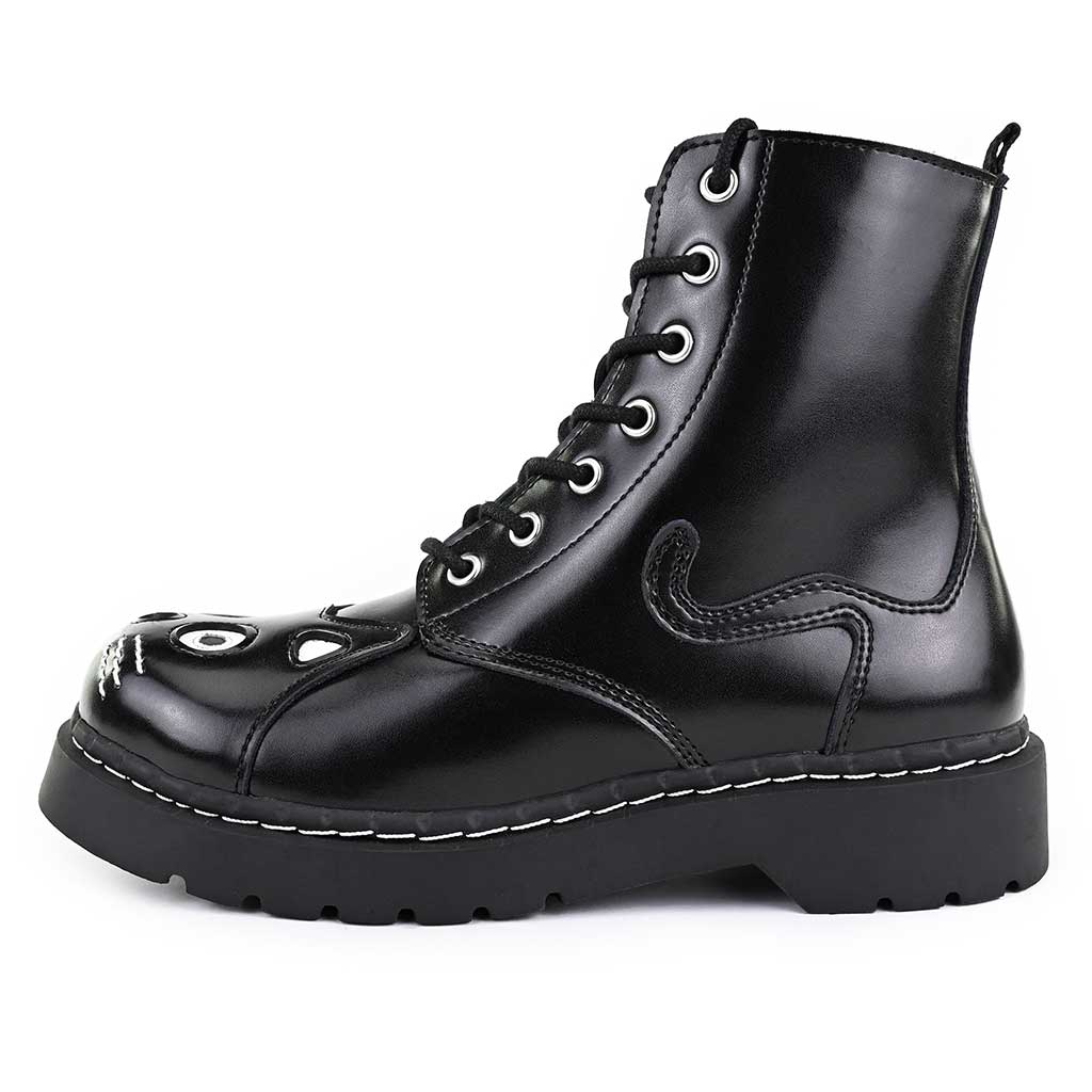 TUK Shoes Kitty Combat Boot Black Leather