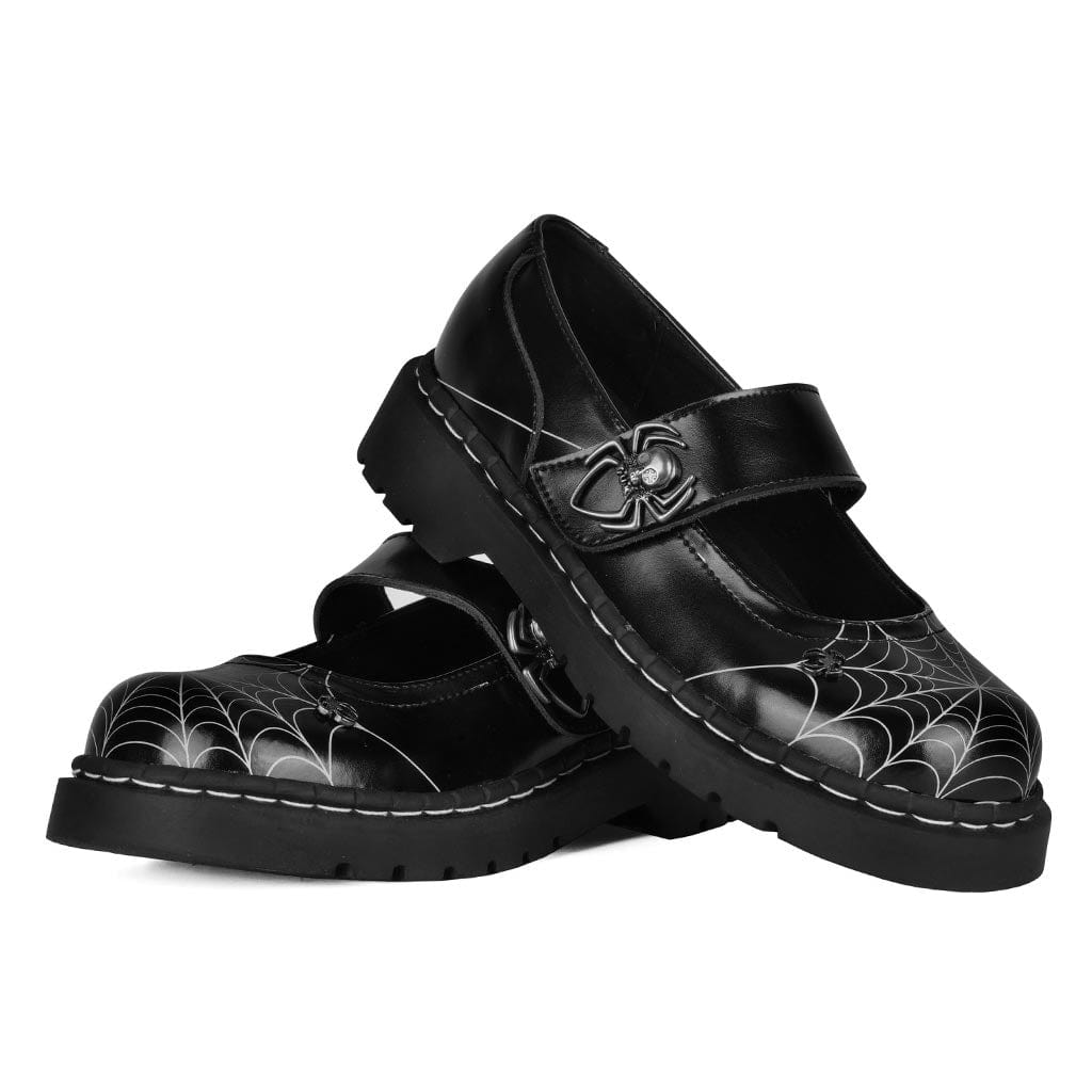 TUK Shoes Anarchic Mary Jane Black Spiderweb Leather