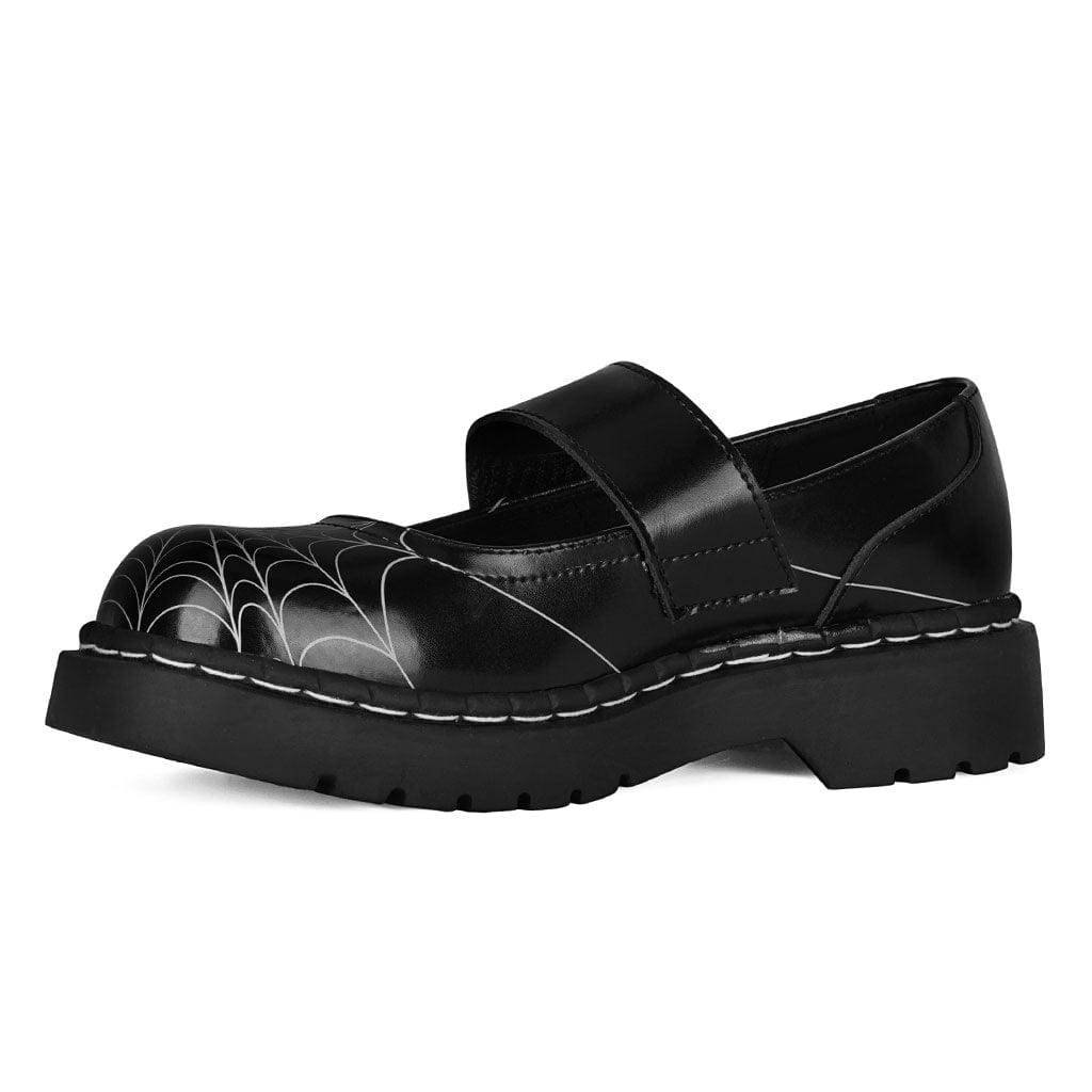 TUK Shoes Anarchic Mary Jane Black Spiderweb Leather