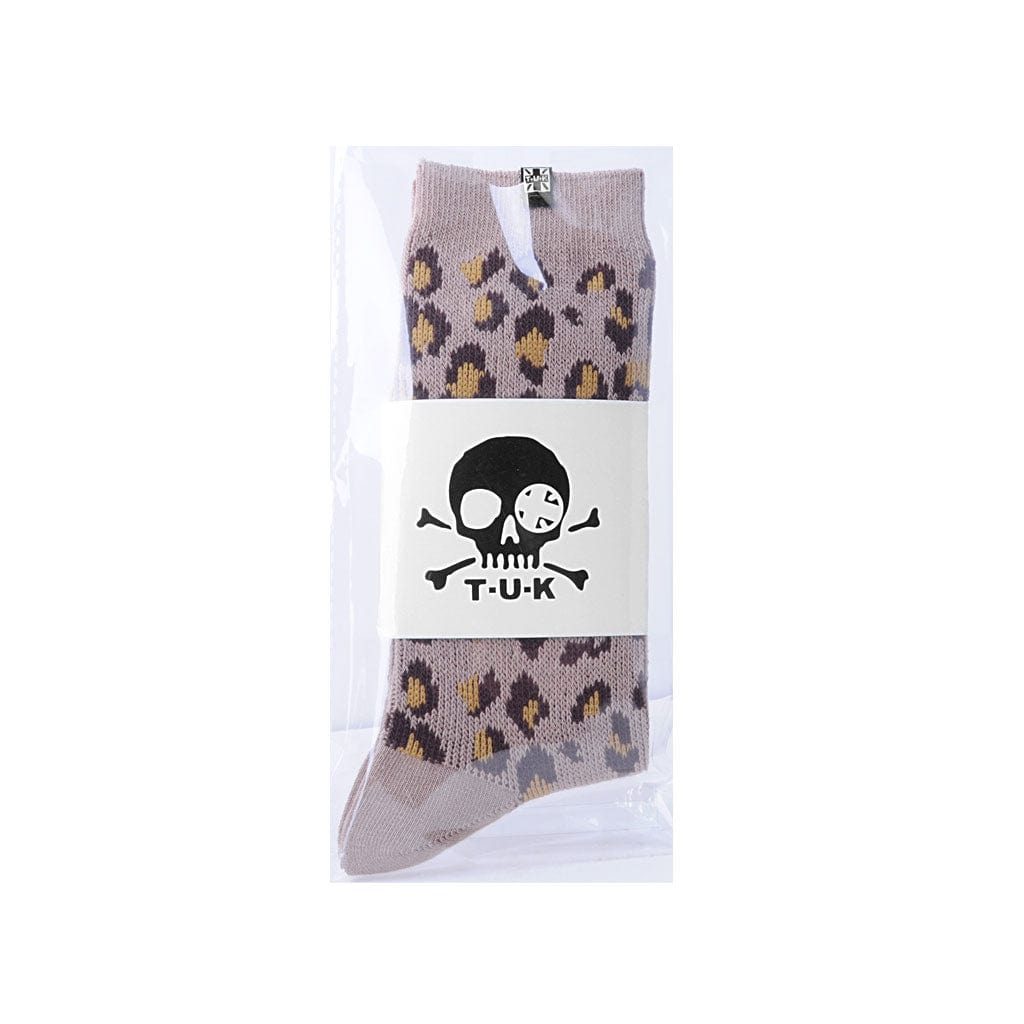 TUK Shoes Leopard Khaki Crew Sock