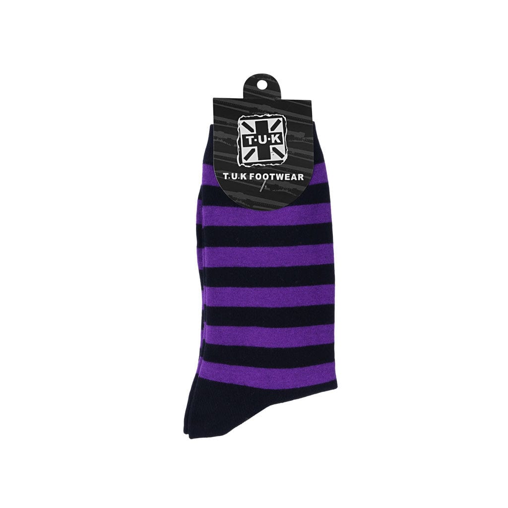 TUK Shoes Crew Sock Black & Purple Stripe Womens