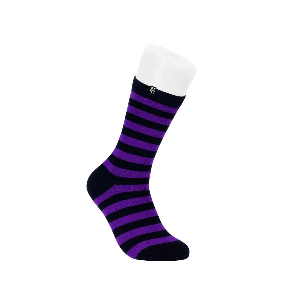 TUK Shoes Crew Sock Black & Purple Stripe Womens