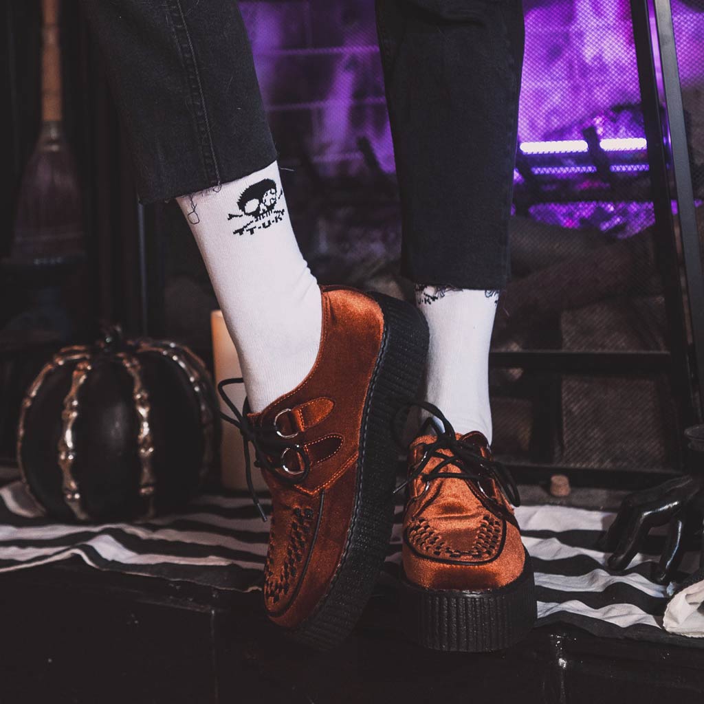 TUK Shoes Viva High Creeper Velvet Orange